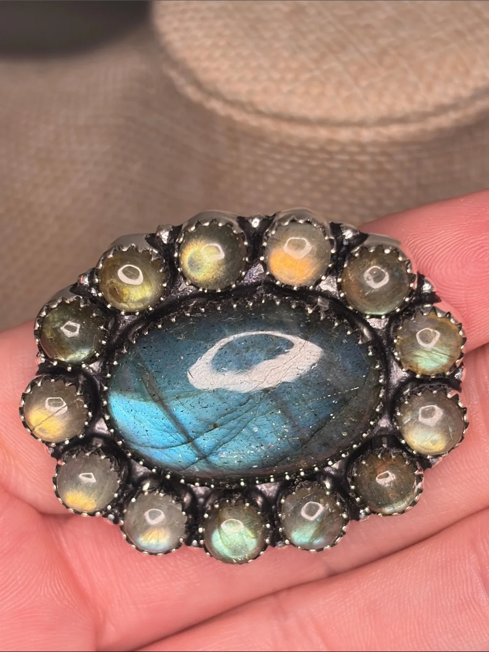 Labradorite Statement Ring - Sz 7
